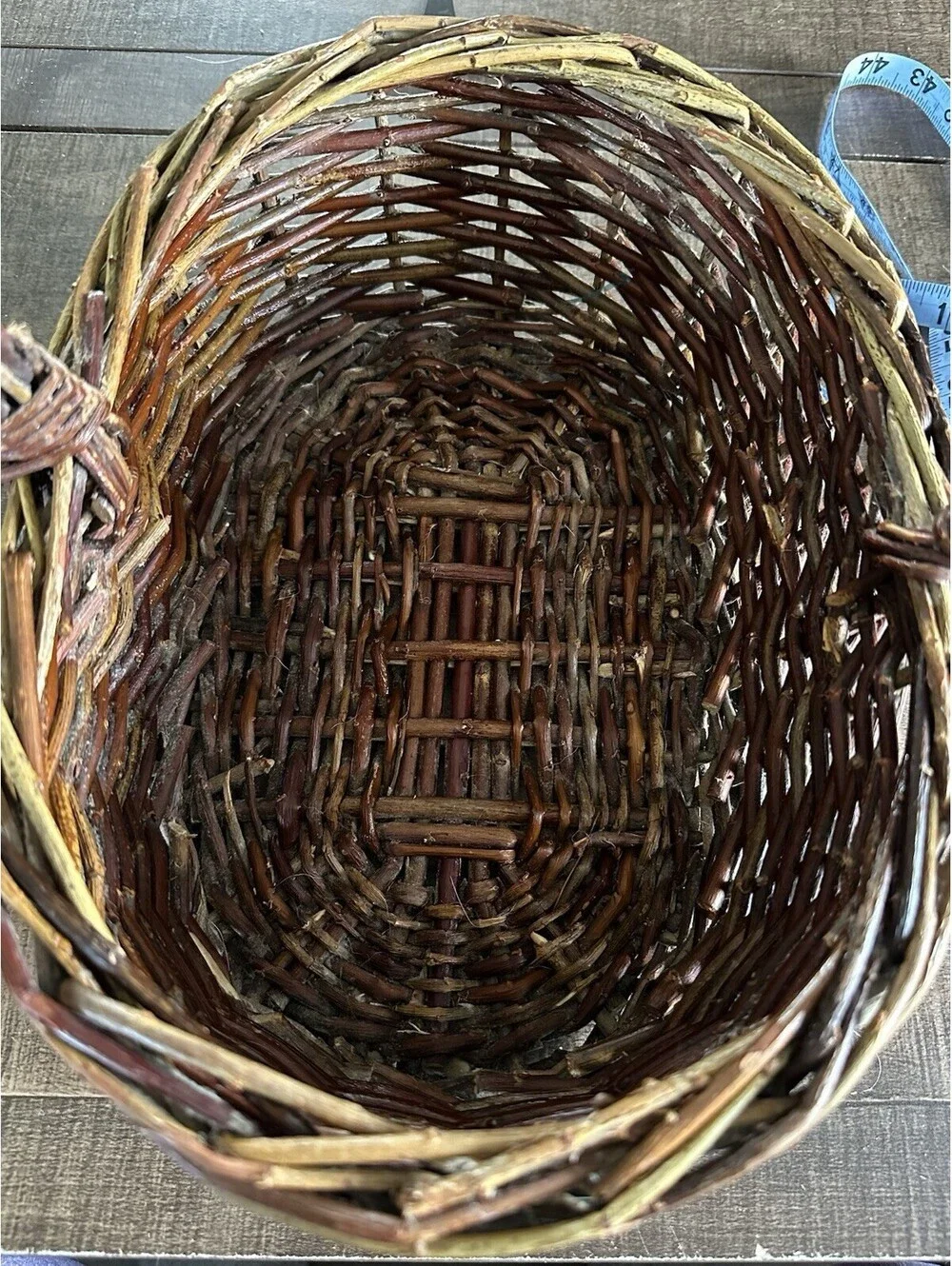 Handwoven Willow Gathering Basket Rustic Farmhouse Market Picnic Handle Basket